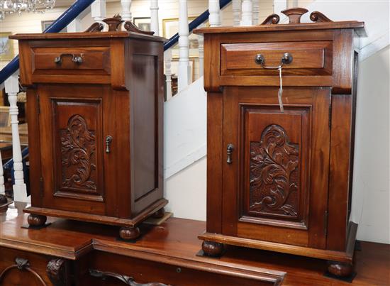 A pair of Victorian style mahogany bedside cabinets W.50cm